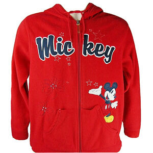 Disney Mickey Mouse Zip-Up Hoodie Sweatshirt Jacket Girls Size Medium Red